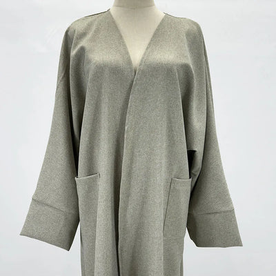 Linen Kimono Open Abaya With Pockets