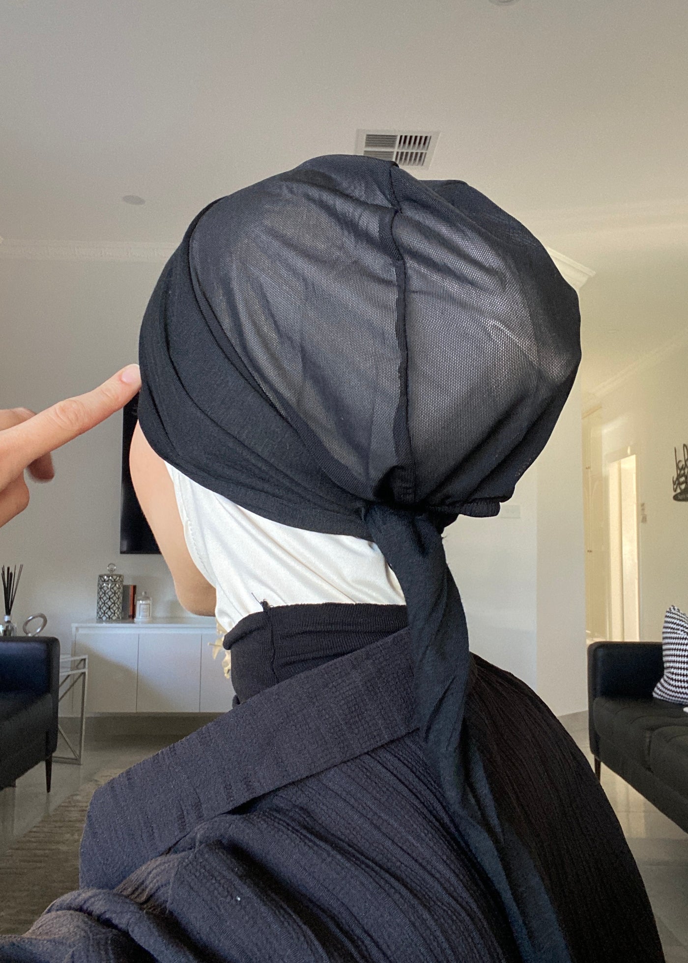 Tie Back Mesh Hijab Cap